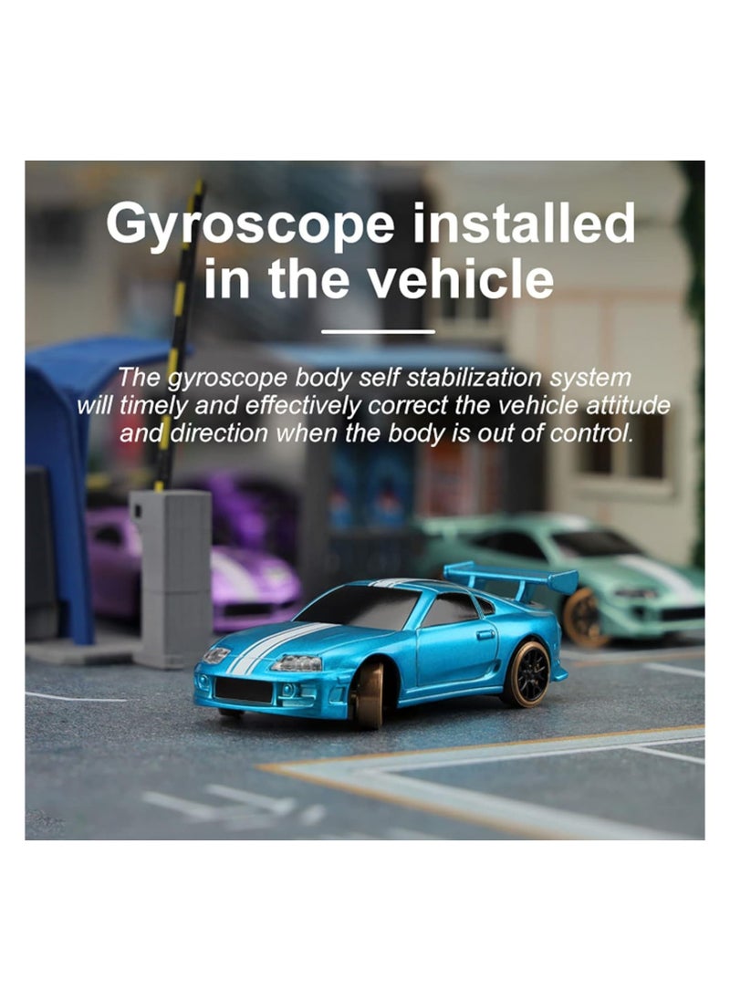 Turbo Racing 1:76 Scale Drift RC Car, Table Racing 2.4GHZ Remote Control Mini Model Car with Gyro Full Proportional RTR for Adults Toys (Sky Blue)