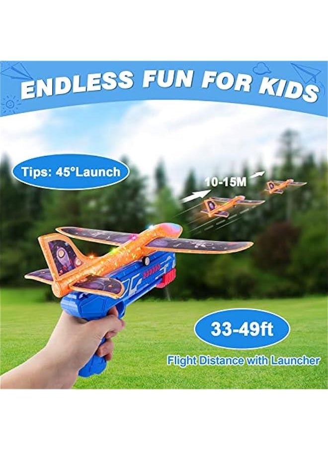 4 Pack Airplane Launcher Toys 13.2'' LED & 2 Pack Electric Foam Airplane 15/25s Mode, Birthday Gifts for Boys Girls 4 5 6 7 8 9 10 11 12 Year Old