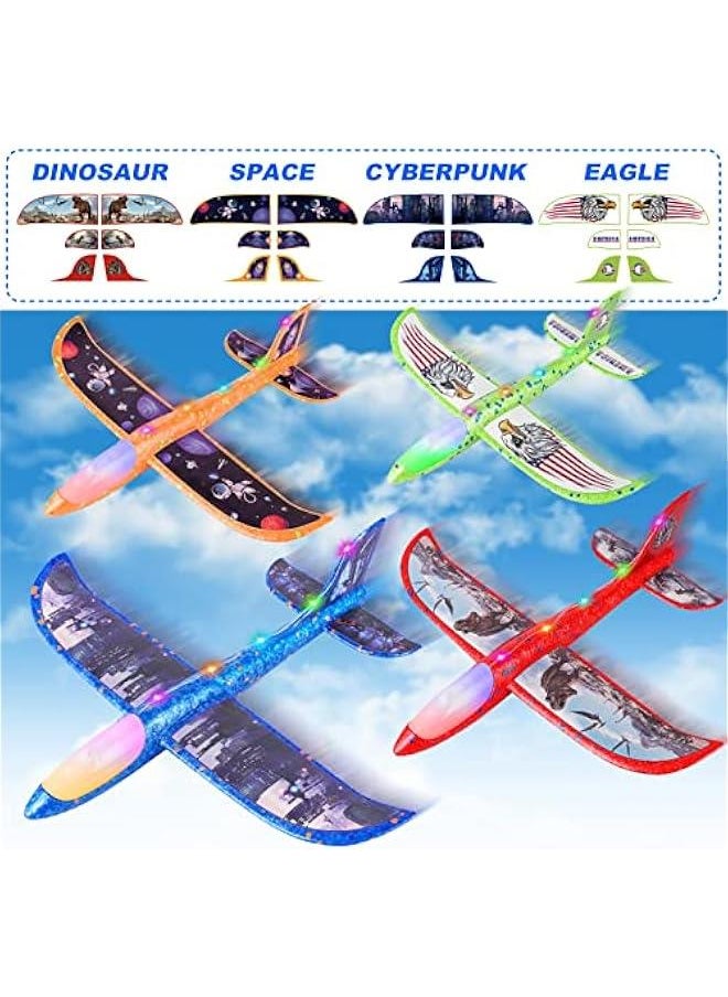 4 Pack Airplane Launcher Toys 13.2'' LED & 2 Pack Electric Foam Airplane 15/25s Mode, Birthday Gifts for Boys Girls 4 5 6 7 8 9 10 11 12 Year Old