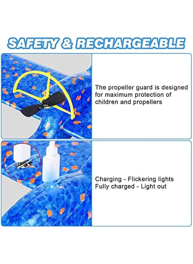 Electric Foam Airplane Toy, 2 Pack LED 15/25s Plane Toy for Boys, Outdoor Flying Toy Birthday Gifts for Boys Girls 3-12 Years Old Kids  Easter