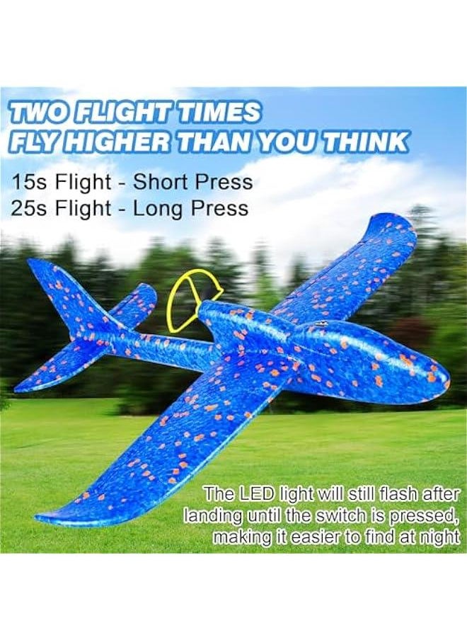 Electric Foam Airplane Toy, 2 Pack LED 15/25s Plane Toy for Boys, Outdoor Flying Toy Birthday Gifts for Boys Girls 3-12 Years Old Kids  Easter