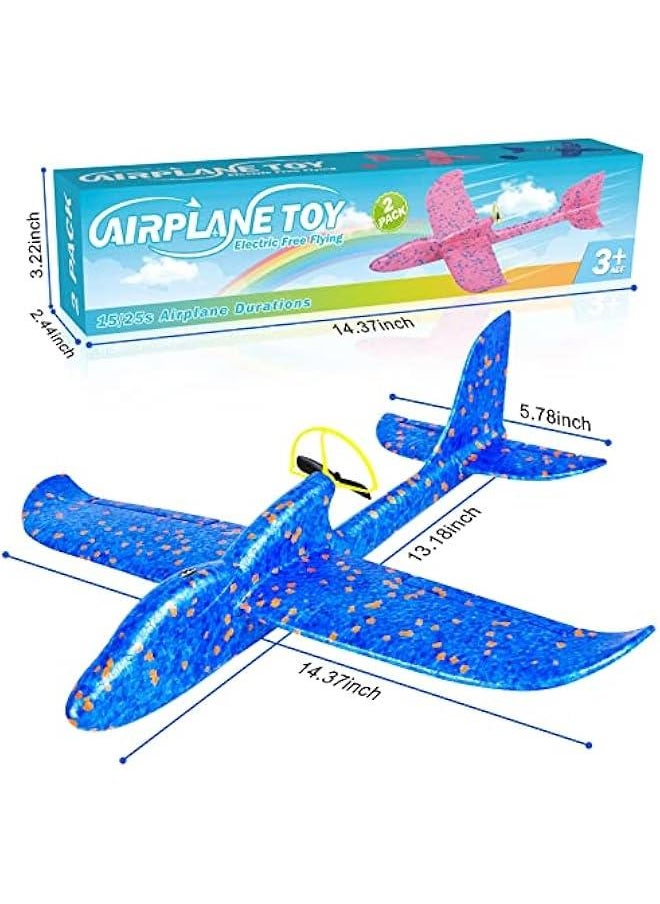 Electric Foam Airplane Toy, 2 Pack LED 15/25s Plane Toy for Boys, Outdoor Flying Toy Birthday Gifts for Boys Girls 3-12 Years Old Kids  Easter