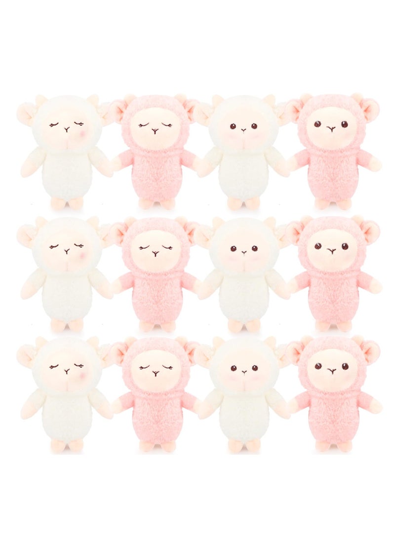 12 Pack Adorable Mini Sheep Plush Keychains 47 Inch Soft Cuddly Lamb Dolls Perfect for Birthday Party Favors and Animal Themed Events
