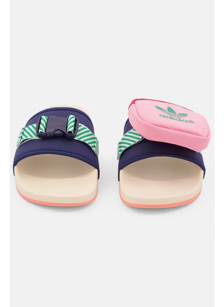 Women Pouchylette Slip On Slides, Navy Combo