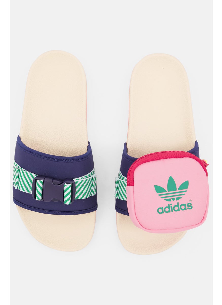 Women Pouchylette Slip On Slides, Navy Combo