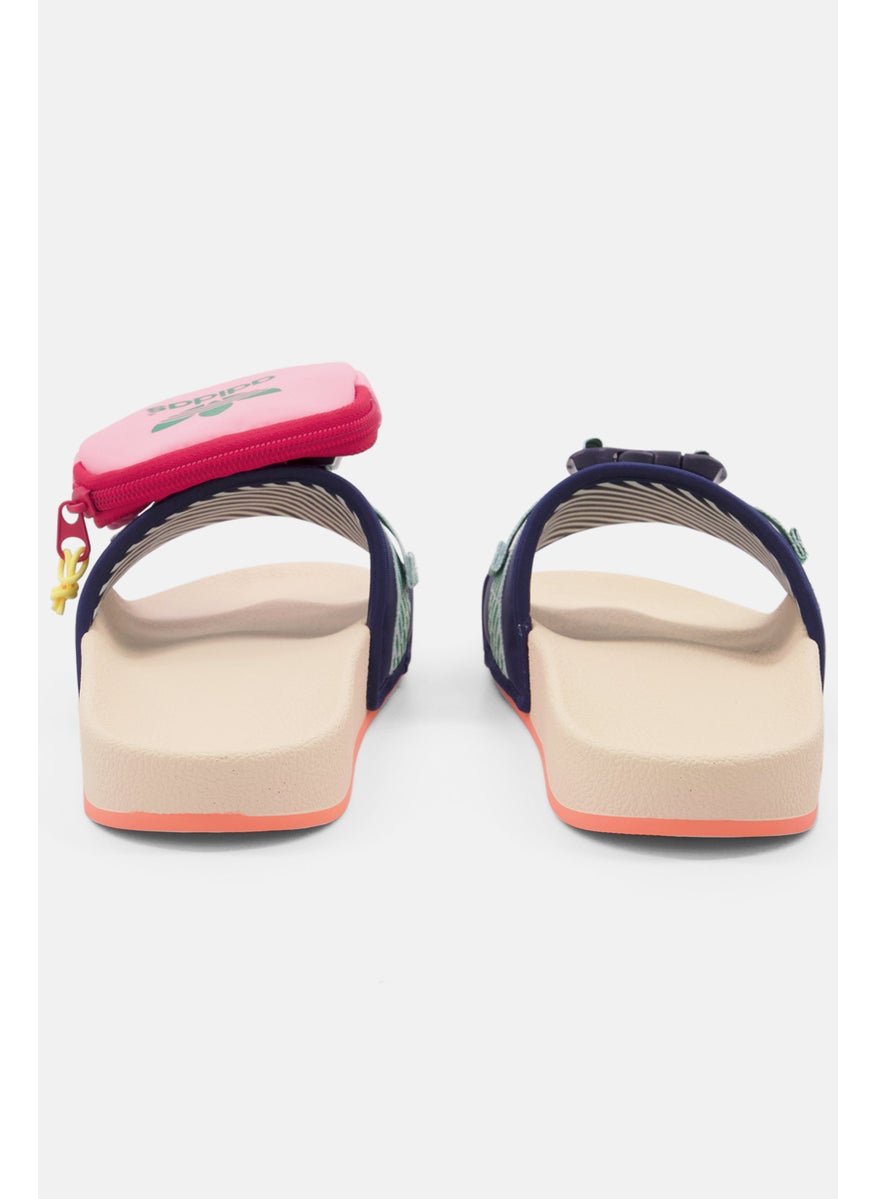 Women Pouchylette Slip On Slides, Navy Combo