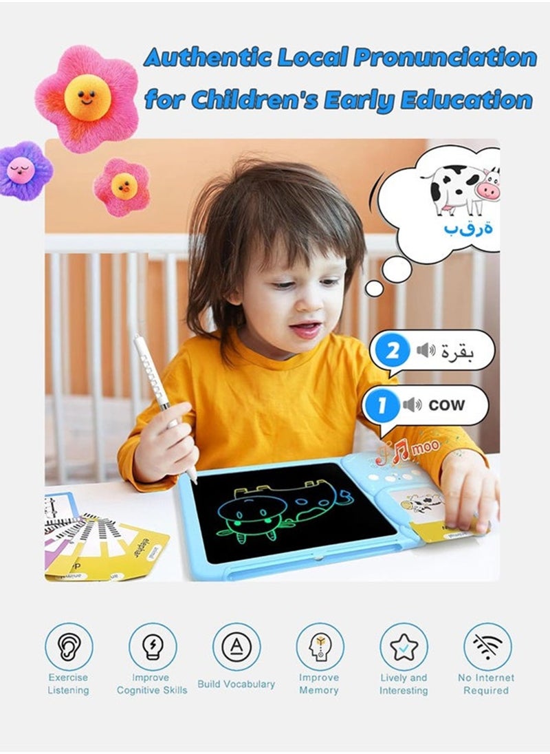 Talking Audio Flashcards Toy Bilingual English Arabic Learning 112 Pieces Cards 224 Flashcards Words with Writing Pad Early Educational Toys for your Babies Kids and Toddlers Preschool Learning for