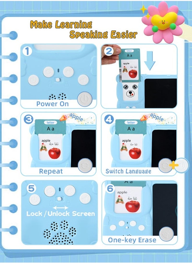Talking Audio Flashcards Toy Bilingual English Arabic Learning 112 Pieces Cards 224 Flashcards Words with Writing Pad Early Educational Toys for your Babies Kids and Toddlers Preschool Learning for