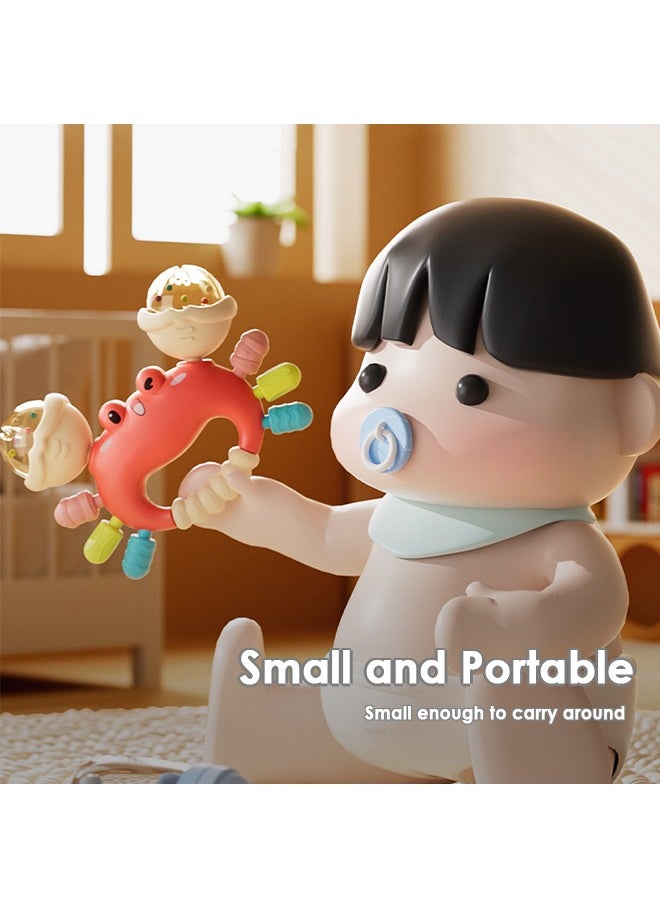2Pcs Baby Rattle And Teether Toys, Crab Shape Sand Hammer, Food Grade Teething Toys for Babies, Newborn Infant Learning Developmental Toys Gifts for 1-2 Year Old Boys Girls