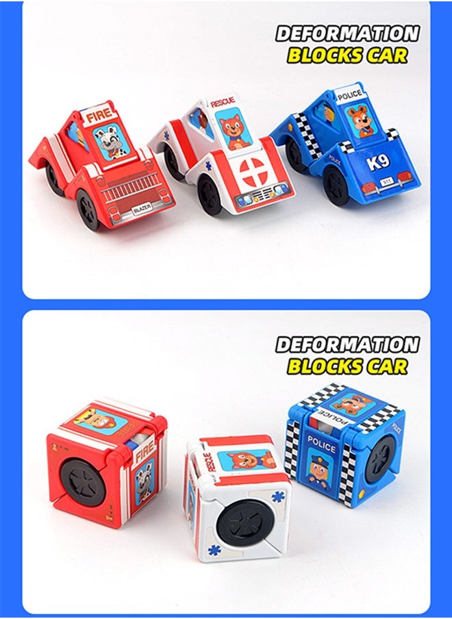 3Pcs Deformation Block Cars, Toddler Building Blocks Toy Car Set, Baby u0026 Toddler Blocks Car for Kids Age of 3+