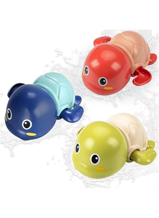 Bath Toys, 3 Pack Cute Swimming Turtle Bath Toys for Toddlers 1-3, Floating Wind Up Toys for 1 Year Old Boy Girl, New Born Baby Bathtub Water Toys, Preschool Toddler Pool Toys