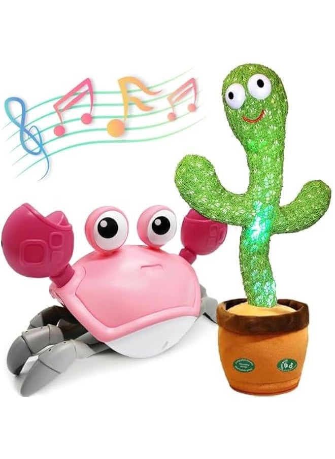 Interactive Dancing Talking Cactus and Crawling Baby Toy Set - Perfect for Fun and Development
