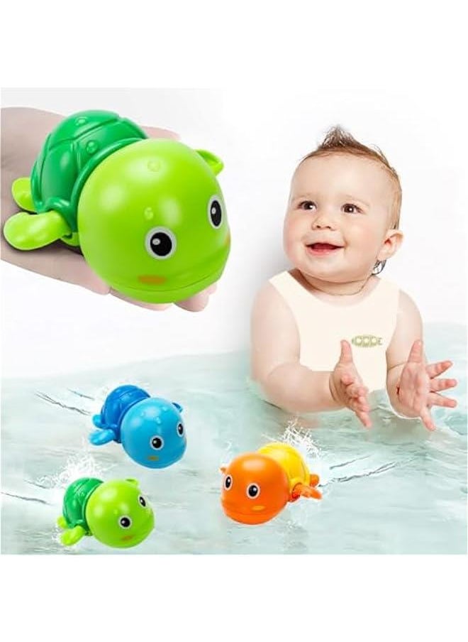 Bath Toys, Cute Swimming Turtle Baby Bath Toys for Toddler 1-3, Water Pool Floating Wind Up Toys for 1 Year Old Boy Girl Gifts, Infant Toddlers Kids Bathtub Toys, 3 Pack