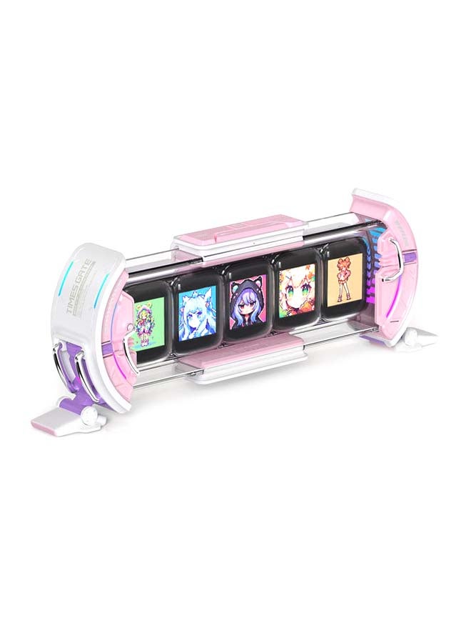 Divoom Times Gate Pixel Art Informative Cyberpunk Digital -Pink