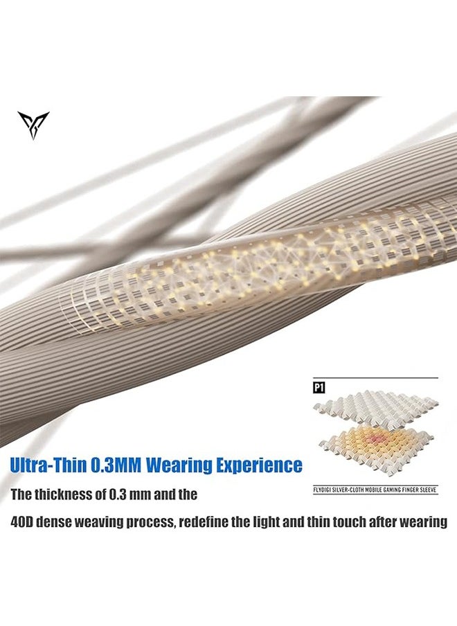2-Piece P1 Lite Finger Sleeve, Silver Cloth Mobile Gaming Finger Sleeve, Ultra Thin and Bare Feeling, Non Slip and Anti Sweat Finger Cots, E-Sports Gaming Artifact