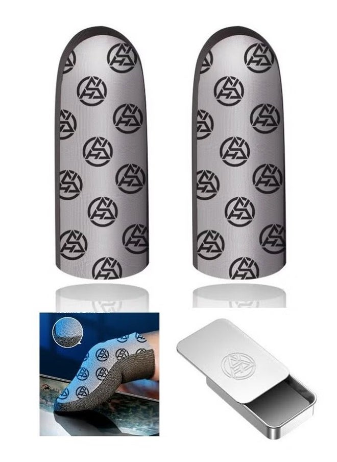 2-Piece P1 Lite Finger Sleeve, Silver Cloth Mobile Gaming Finger Sleeve, Ultra Thin and Bare Feeling, Non Slip and Anti Sweat Finger Cots, E-Sports Gaming Artifact