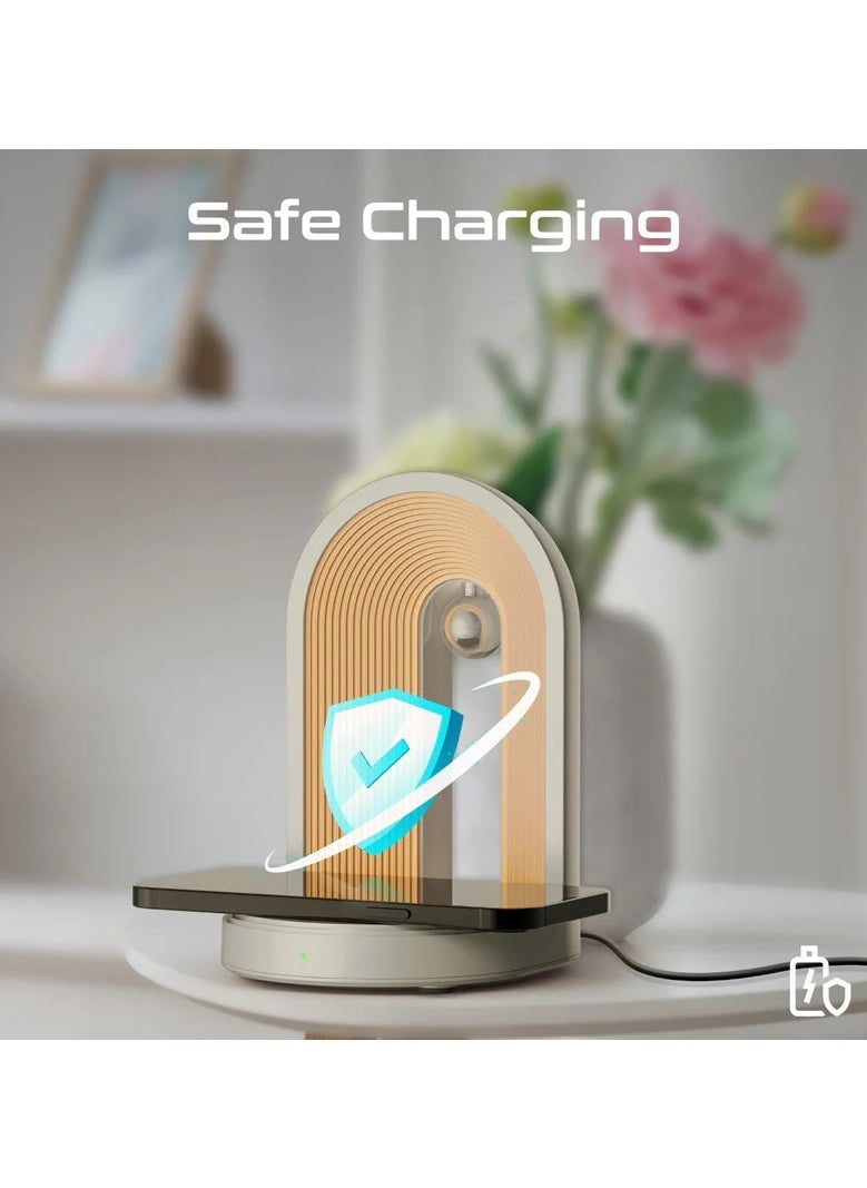 Multi-Functional LED Lamp Bluetooth Speaker with 15W Wireless Charger