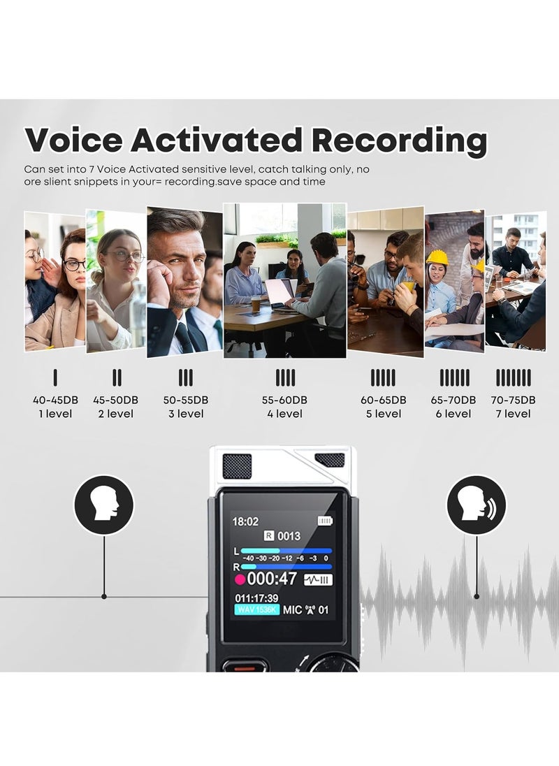 Digital Voice Recorder, Voice Activated Recorder, Multifunctional And Easy To Use MP3 Player With Auto Noise Reduction, Recording Device With Playback For Lectures Meetings, (1pc, 32GB)