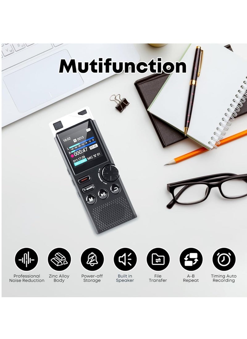 Digital Voice Recorder, Voice Activated Recorder, Multifunctional And Easy To Use MP3 Player With Auto Noise Reduction, Recording Device With Playback For Lectures Meetings, (1pc, 32GB)
