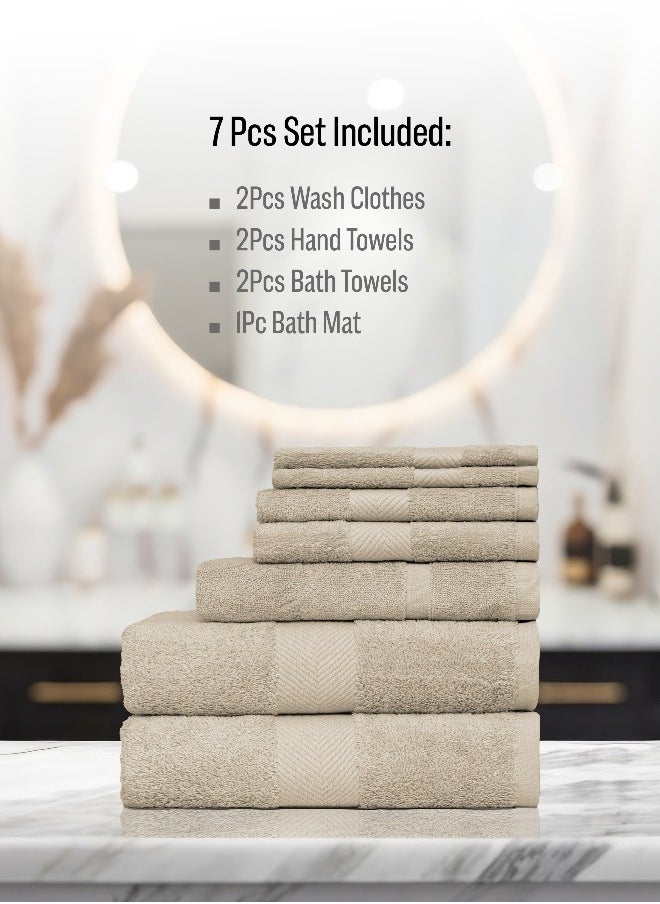 Cotton Berg 7 Piece Towel Set 550 GSM Quick Dry Highly Absorbent Thick Soft Hotel Quality