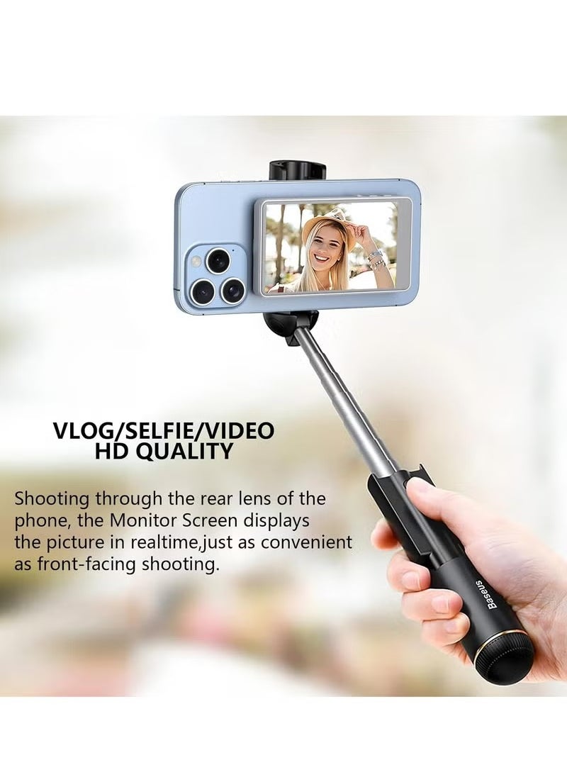 Vlog Selfie Monitor Screen for Smartphones  4-Inch Wireless Rear Camera Display with Magnetic Mount & Remote Control Ideal for Live Streaming Vlogging, Selfies  Compatible with iPhone and Android Compact & Portable