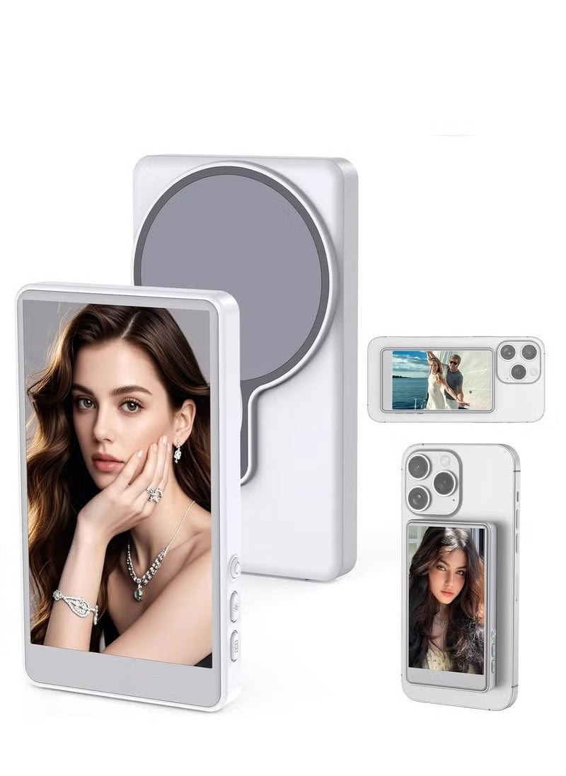 Vlog Selfie Monitor Screen for Smartphones  4-Inch Wireless Rear Camera Display with Magnetic Mount & Remote Control Ideal for Live Streaming Vlogging, Selfies  Compatible with iPhone and Android Compact & Portable