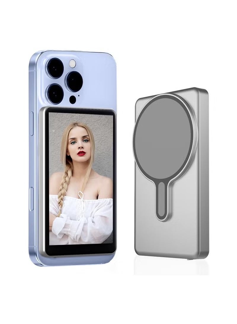 Vlog Selfie Monitor Screen for Smartphones  4-Inch Wireless Rear Camera Display with Magnetic Mount & Remote Control Ideal for Live Streaming Vlogging, Selfies  Compatible with iPhone and Android Compact & Portable