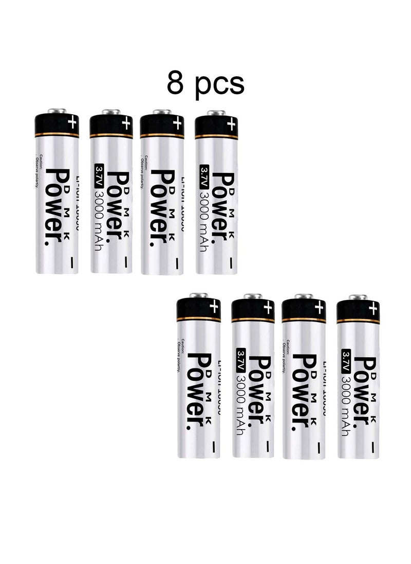 DMK Power 8pcs Rechargeable Button Top Li-on Battery 18650 3.7V 3000MAH Battery Compatible with Electric Tools Toys LED Flashlights Torch and Etc