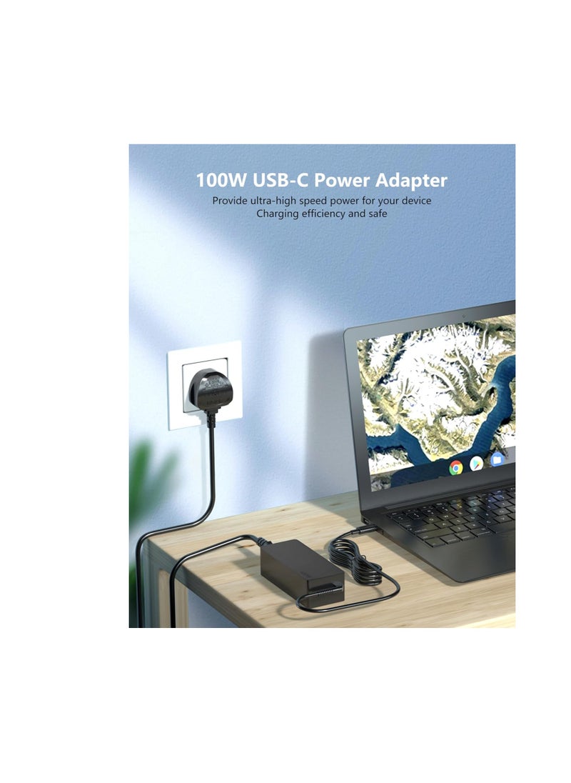 100W 90W USB C Laptop Charger for Lenovo ASUS HP Acer MacBook Pro/Air Dell Computer Tablet Adapters Compatible with 90W 65W 45W PD3.0 Type C Power Cord