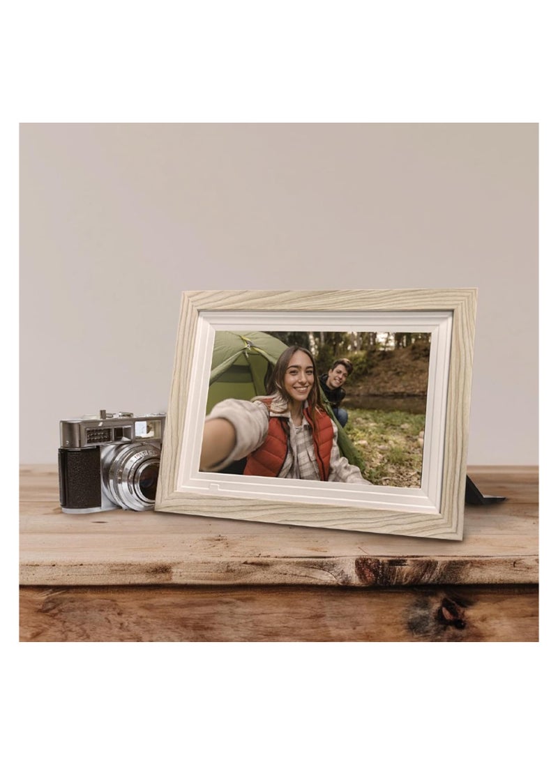Digital Picture Frame Touch Screen 10.1 Inch Display, RK3126 Cortex-A7, 16GB ROM 1GB RAM, 32GB TF Card Support, WiFi Sharing, 8Ω 2W*2 Speaker, Wooden Frame, Smart Photo Viewer
