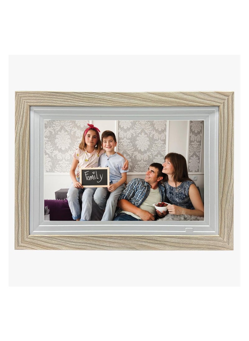 Digital Picture Frame Touch Screen 10.1 Inch Display, RK3126 Cortex-A7, 16GB ROM 1GB RAM, 32GB TF Card Support, WiFi Sharing, 8Ω 2W*2 Speaker, Wooden Frame, Smart Photo Viewer