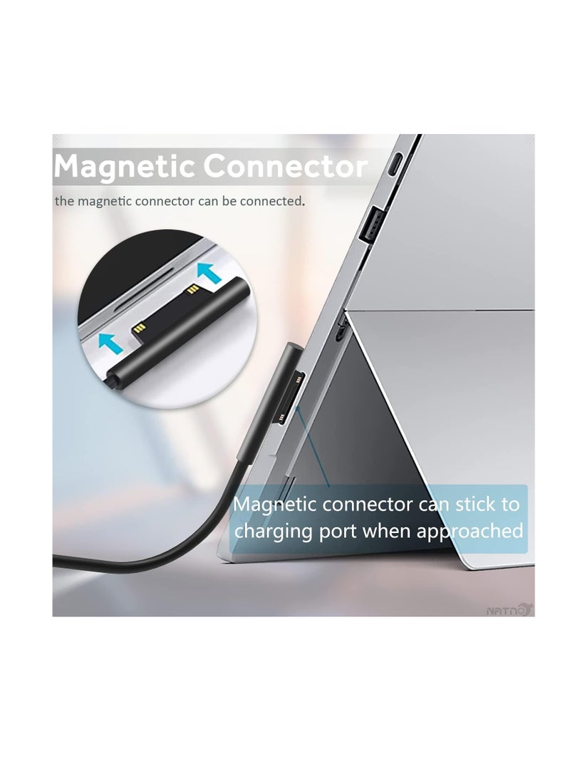 44W Surface Pro Charger, Compatible with Microsoft Surface Pro 10, 9, 8, 7+, 7, 6, 5, 4, 3, X, Surface Laptop 1/2/3 Surface Go Surface Book Power Cord with 5V 1A USB Charging Port