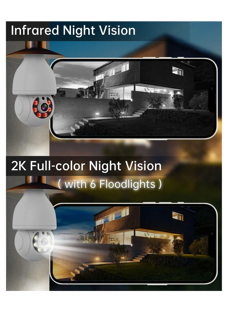 360° Light Bulb Security Camera – Indoor WiFi PTZ IP CCTV Camera, Wireless E27 Bulb Camera with Motion Detection, Night Vision, 2-Way Audio, Mobile App Control
