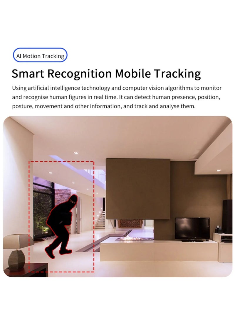 Dual Lens 1080P WiFi Smart Camera – HD Wireless Home Security Monitor, Indoor Surveillance Cam with Remote Access, Motion Detection, Night Vision, 2-Way Audio (White)