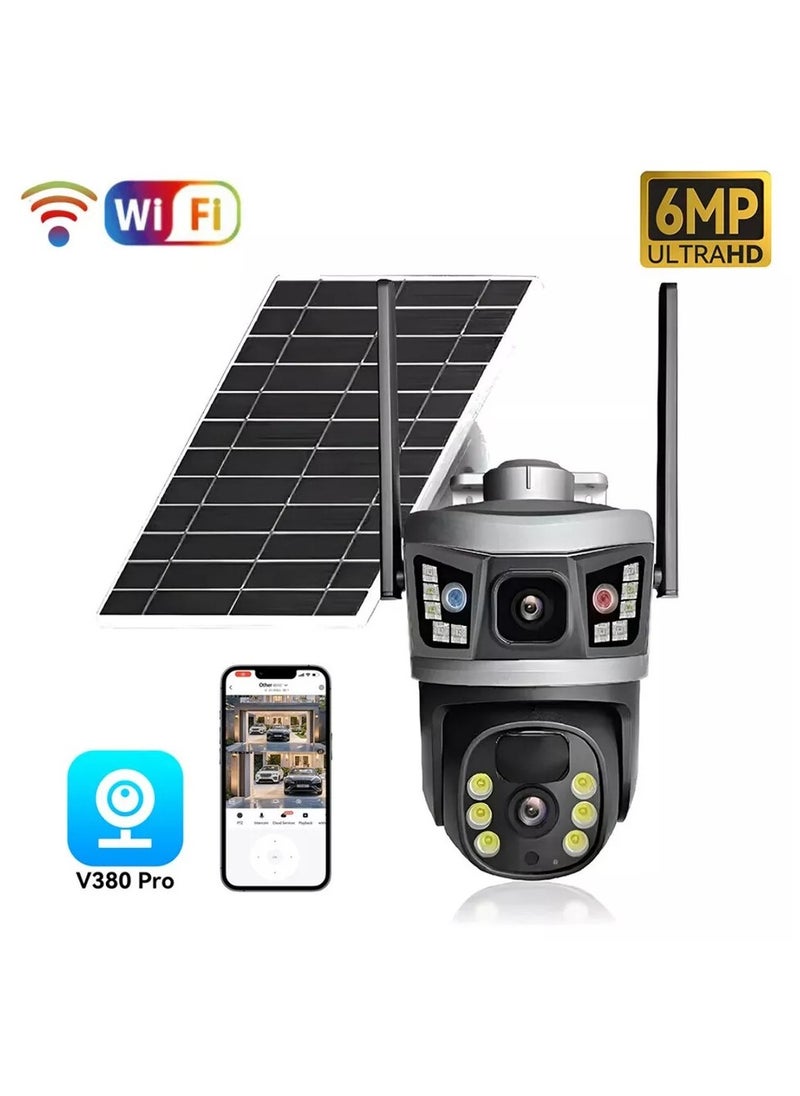 6MP Dual-Lens Outdoor WiFi Security Camera – IP66 Waterproof Surveillance Cam with Full-Color Night Vision, Motion Detection, Two-Way Audio, Remote Access via App