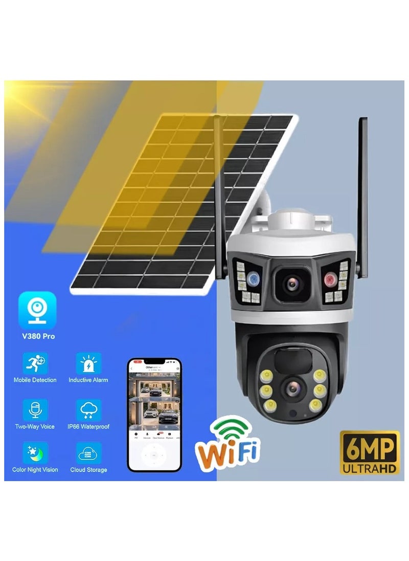 6MP Dual-Lens Outdoor WiFi Security Camera – IP66 Waterproof Surveillance Cam with Full-Color Night Vision, Motion Detection, Two-Way Audio, Remote Access via App