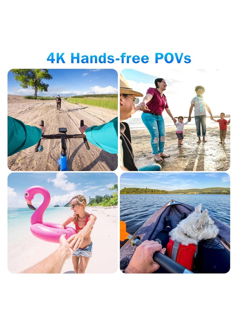i3 4K Thumb Action Camera Small Body Clip Mount Cam Portable Mini Vlogging Camera Hands-Free POV Recorder Helmet Camera for Motorcycle Cycling Outdoor Sports