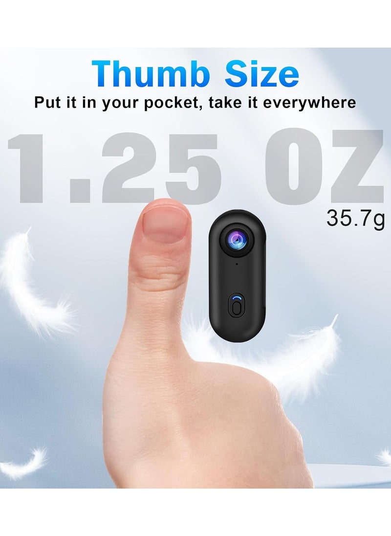 i3 4K Thumb Action Camera Small Body Clip Mount Cam Portable Mini Vlogging Camera Hands-Free POV Recorder Helmet Camera for Motorcycle Cycling Outdoor Sports