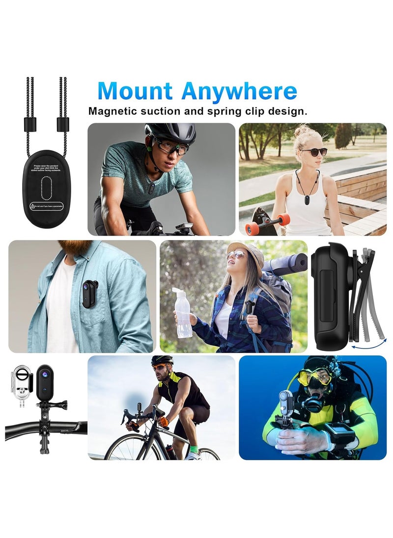 i3 4K Thumb Action Camera Small Body Clip Mount Cam Portable Mini Vlogging Camera Hands-Free POV Recorder Helmet Camera for Motorcycle Cycling Outdoor Sports