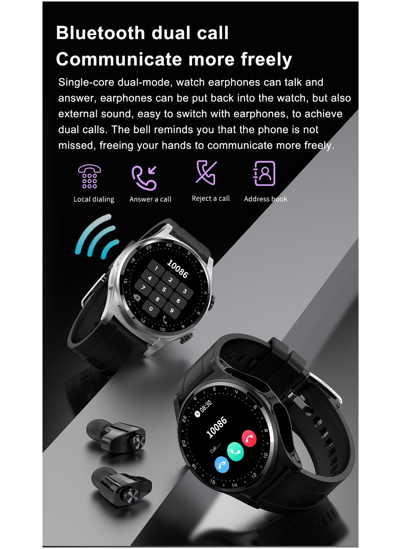 GT 66 Smart Watch TWS Bluetooth Headset 2 In1 Multi Sport Mode Heart Rate Sleep Monitoring White