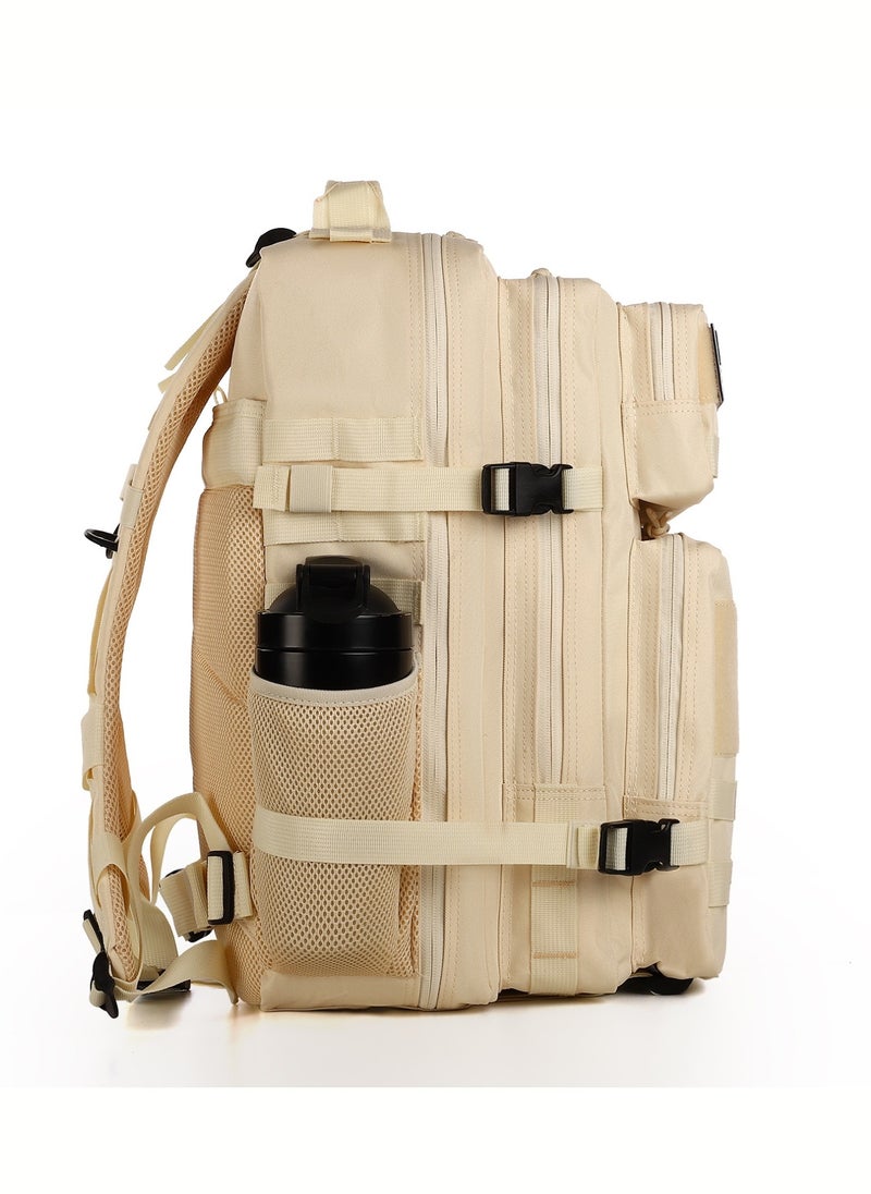 Project Nomad Backpack 45L – Bag for Men & Women, Travel Bags/Backpacks, Airplane/Flight Approved, for desert camping, trekking, hiking, fitness, gym & sport, Tactical Military Waterproof, Beige Color