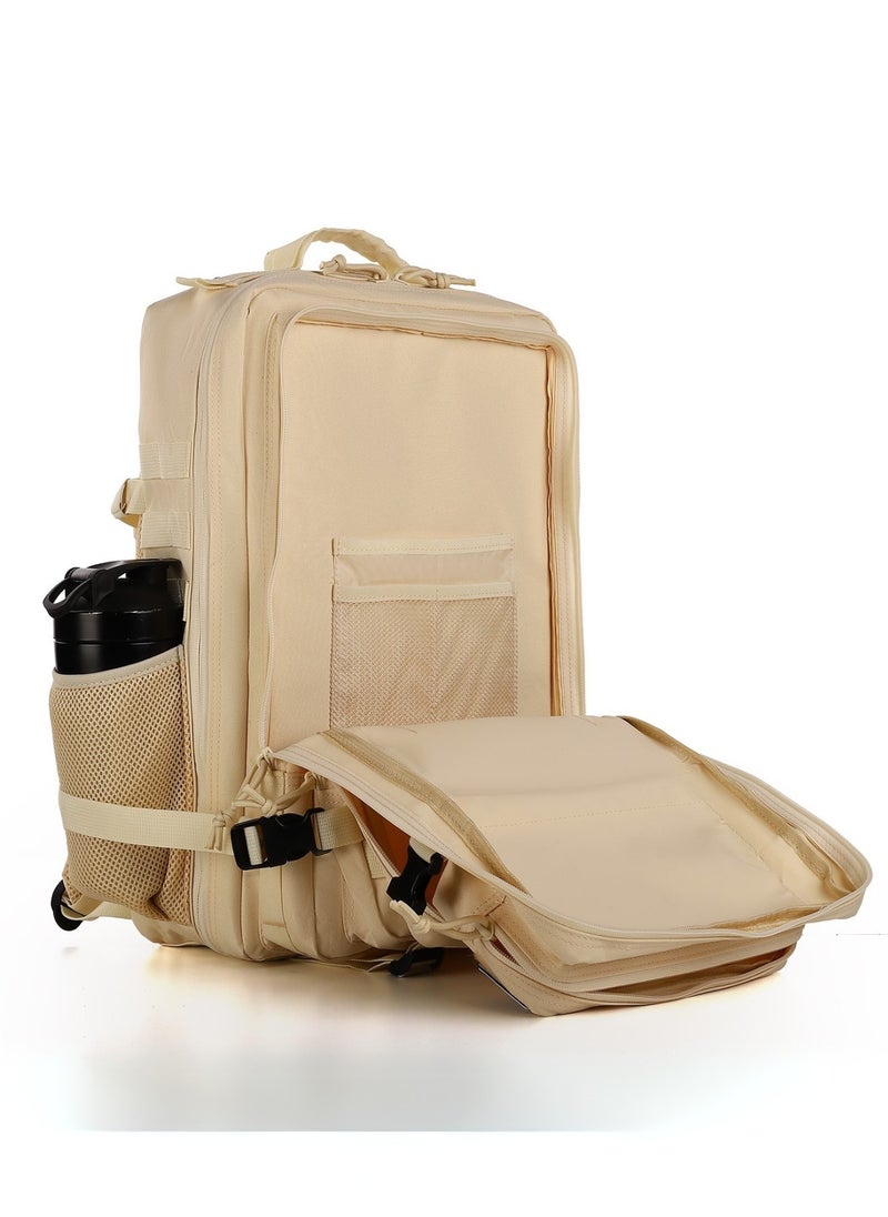 Project Nomad Backpack 45L – Bag for Men & Women, Travel Bags/Backpacks, Airplane/Flight Approved, for desert camping, trekking, hiking, fitness, gym & sport, Tactical Military Waterproof, Beige Color