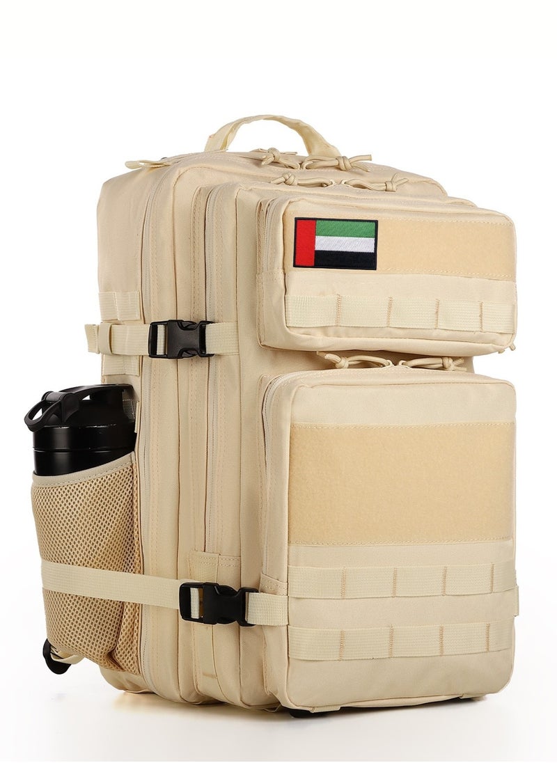 Project Nomad Backpack 45L – Bag for Men & Women, Travel Bags/Backpacks, Airplane/Flight Approved, for desert camping, trekking, hiking, fitness, gym & sport, Tactical Military Waterproof, Beige Color