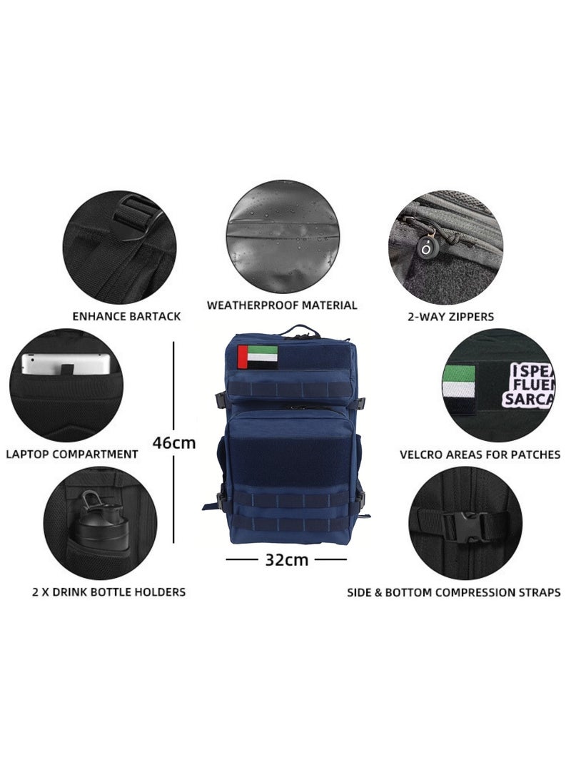 Project Nomad Backpack 45L – Bag for Men & Women, Travel Bags/Backpacks, Airplane/Flight Approved, for desert camping, trekking, hiking, fitness, gym & sport, Tactical Waterproof, Blue Color