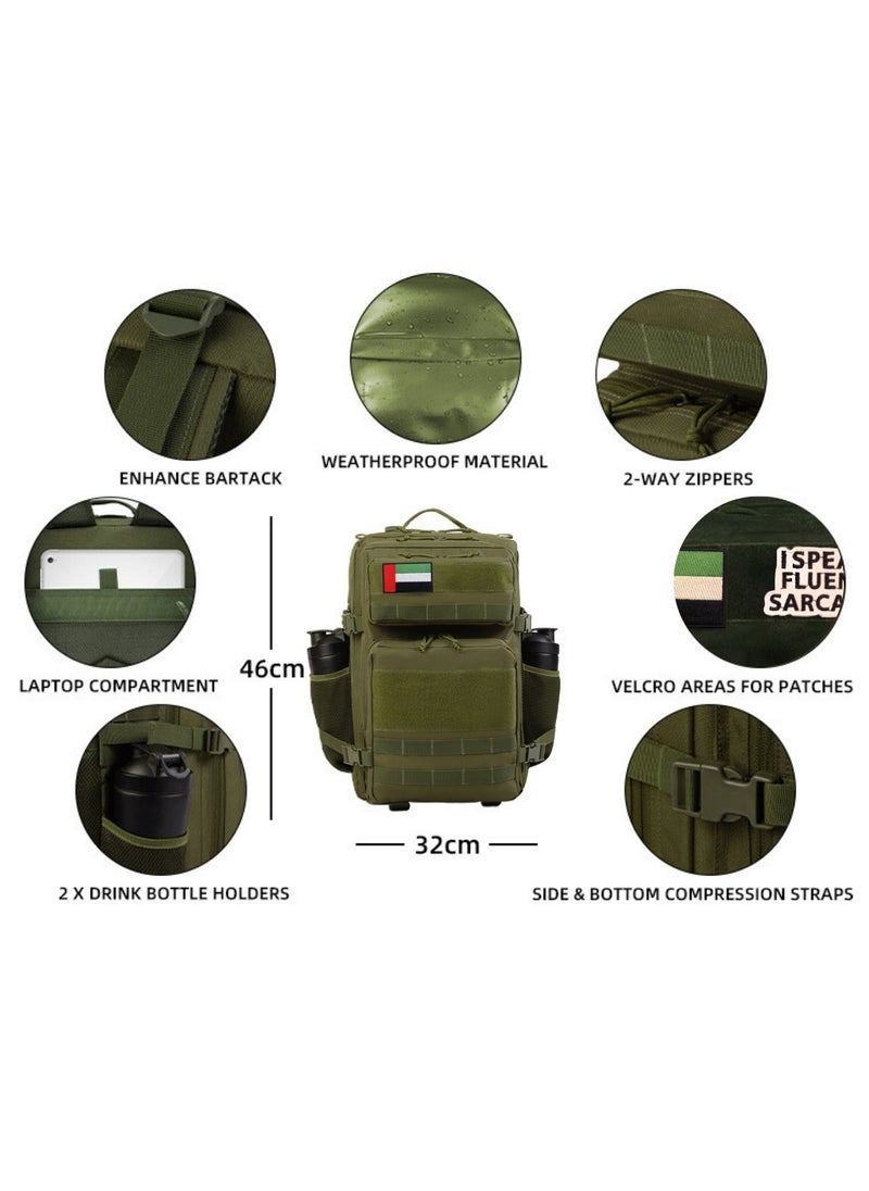 Project Nomad Backpack 45L – Bag for Men & Women, Travel Bags/Backpacks, Airplane/Flight Approved, for desert camping, trekking, hiking, fitness, gym & sport, Waterproof, Green Color