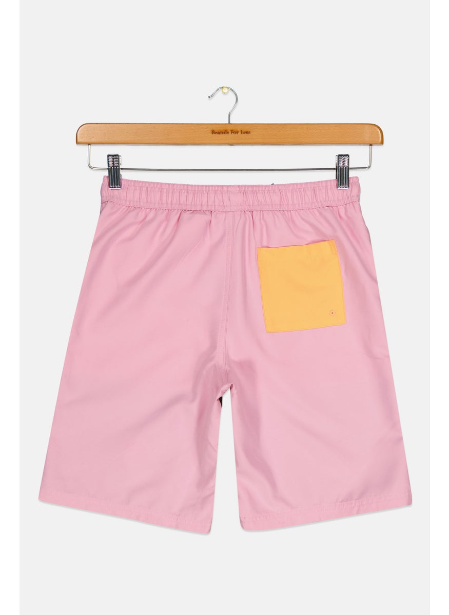 Kids Boy Brand Logo Swimwear Board Shorts, Pink