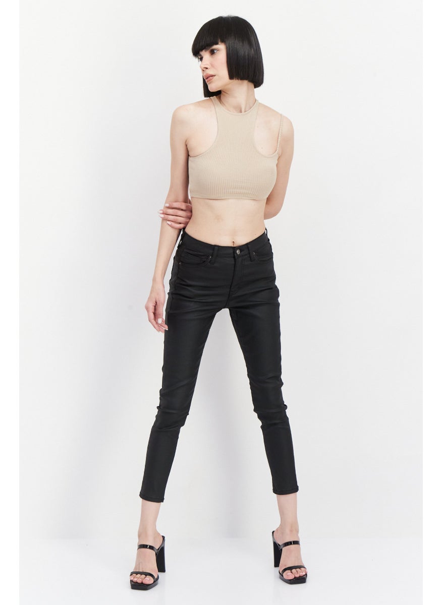 Women Regular Fit Plain Stretchable Jean, Black
