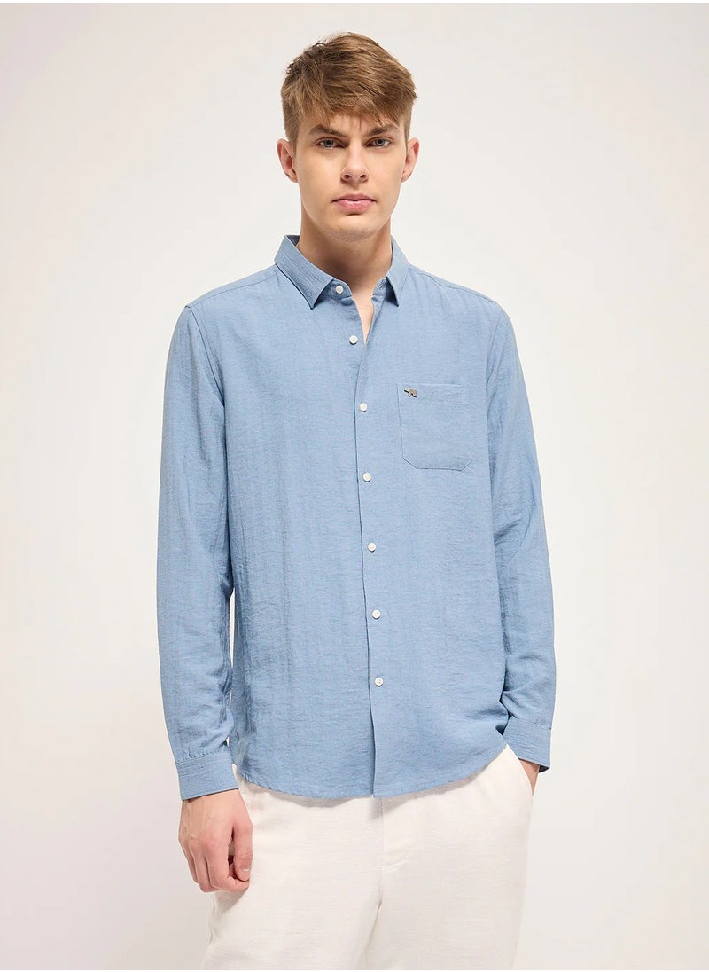 Cotton Shirt for Men | Slim Fit, Long Sleeve, Casual or Formal Button-Down | Soft, Breathable Fabric for Work, Everyday, & All-Season Wear in Stylish Colors