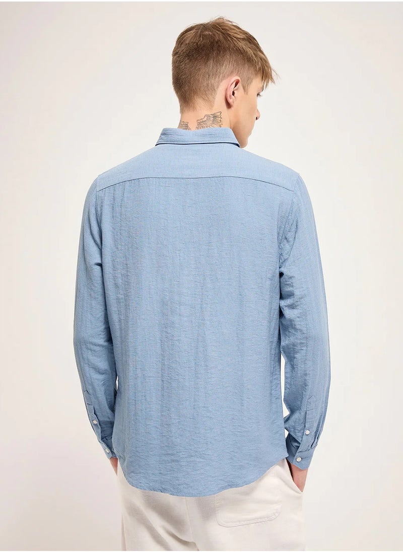 Cotton Shirt for Men | Slim Fit, Long Sleeve, Casual or Formal Button-Down | Soft, Breathable Fabric for Work, Everyday, & All-Season Wear in Stylish Colors
