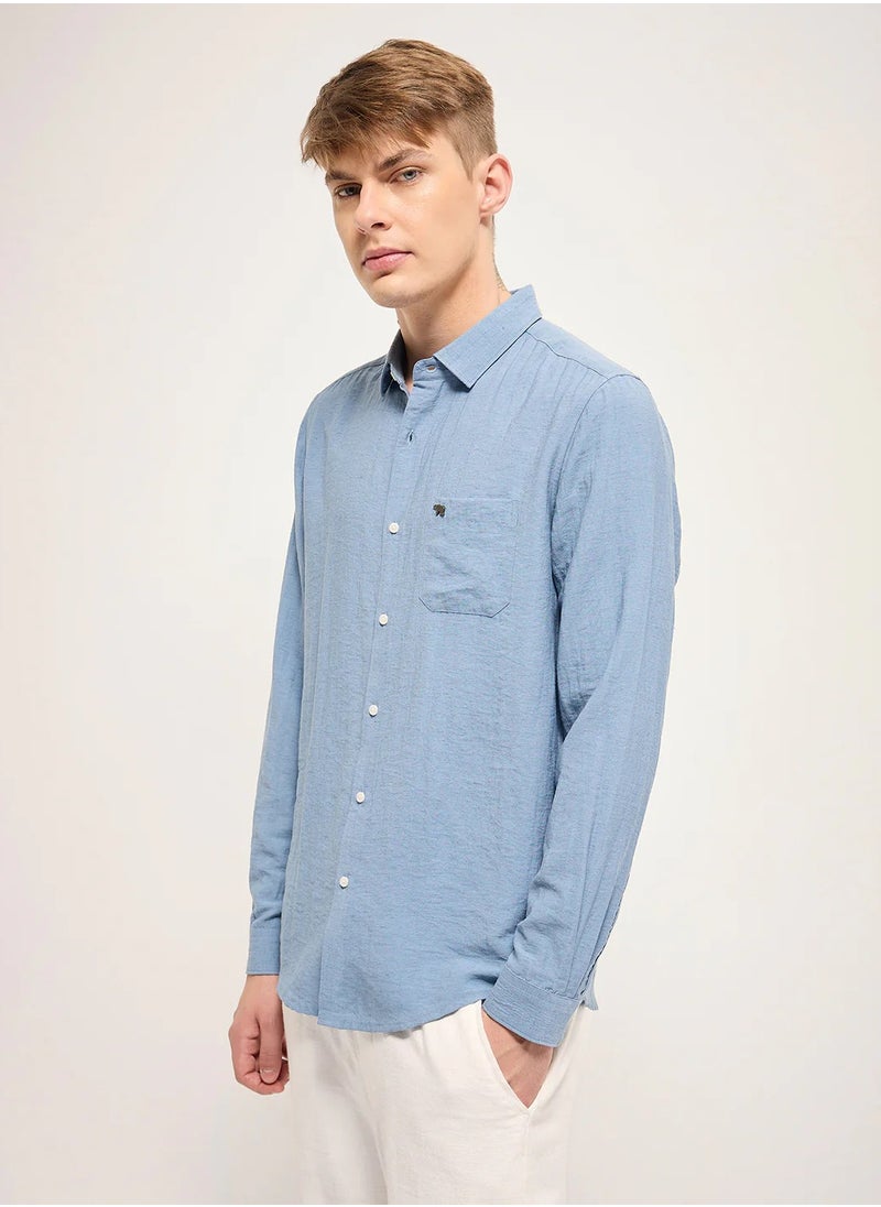 Cotton Shirt for Men | Slim Fit, Long Sleeve, Casual or Formal Button-Down | Soft, Breathable Fabric for Work, Everyday, & All-Season Wear in Stylish Colors
